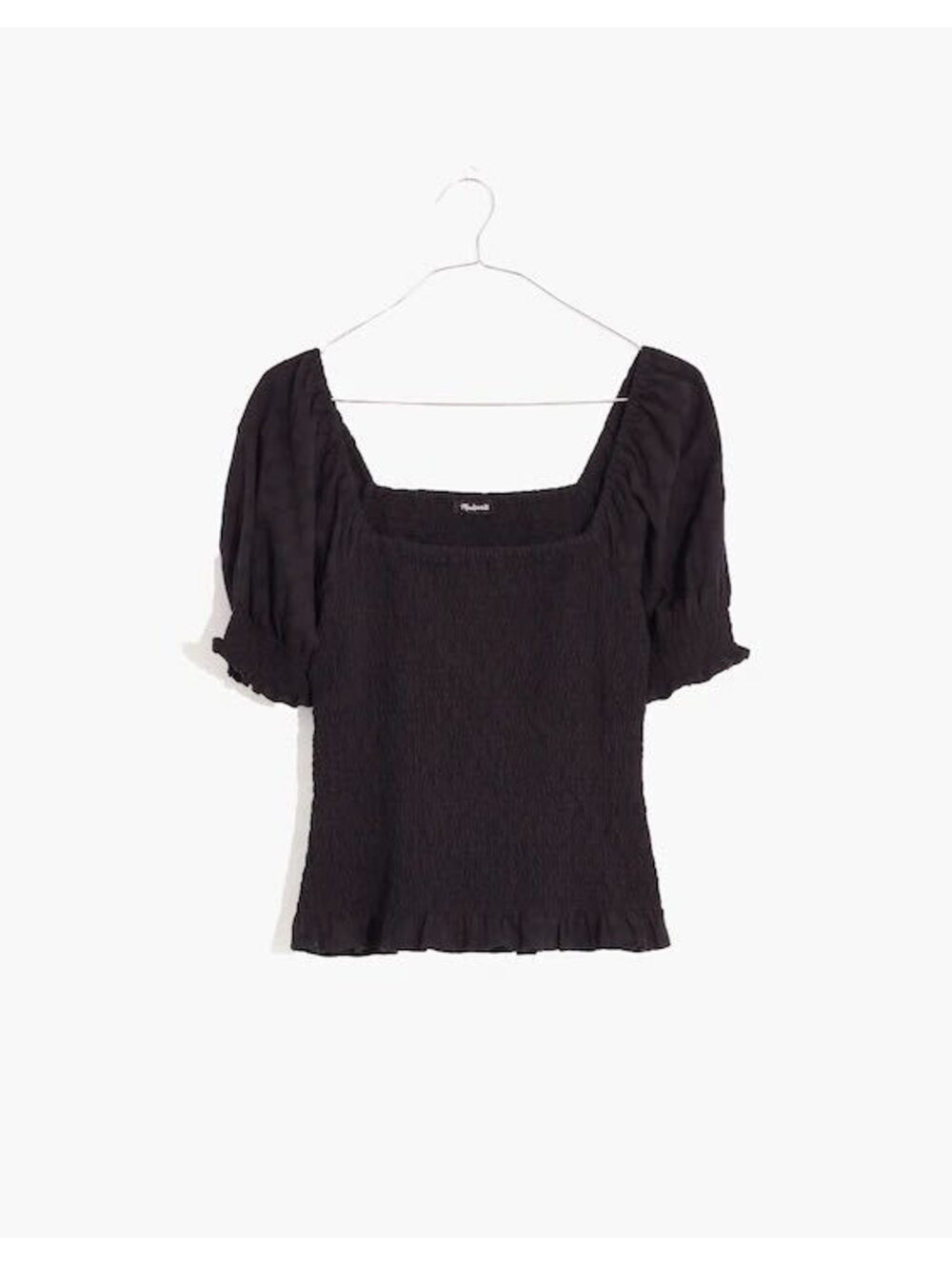 Madewell Lucie Puff-Sleeve Smocked Bodice Top Black Small - Picture 3 of 9